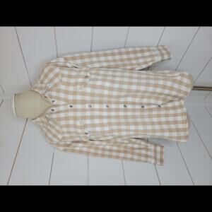 J Crew small tan and white plaid cotton shacket